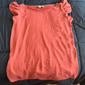 Red Flutter Sleeve Blouse